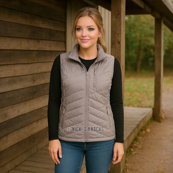 Orvis Recycled Drift Gray Puffer Vest PrimaLoft Full Zip Lightweight Size M - Picture 1 of 10